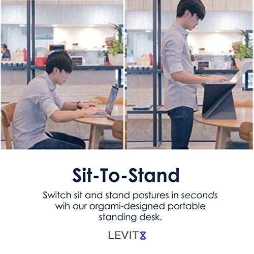 DesignNest Levit8 Portable Standing Desk Work Station Foldable Sit to Stand Laptop Riser, Easy flat to Raised surface Converter, Origami home, office Travel (Medium)