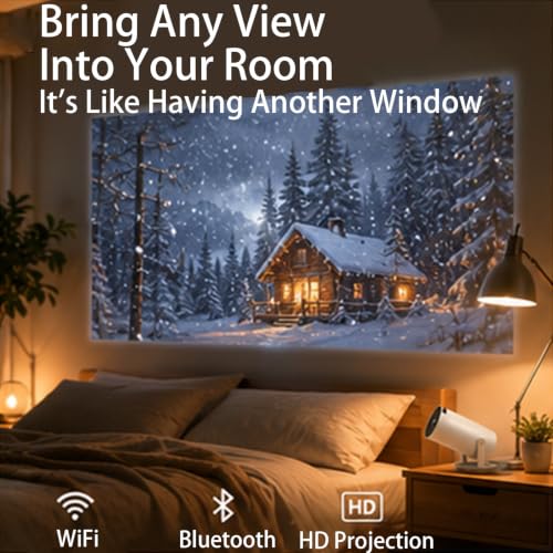Black Window Projector with WiFi & Bluetooth for Holiday & Home Decor