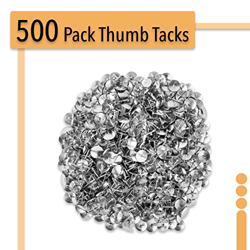 Mr. Pen Thumb Tacks, Silver, 500 Pack - Flat Push Pins Bulk