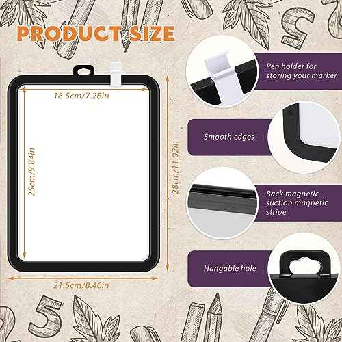Outus 10 Pcs Dry Erase Mini White Boards Bulk 8.5 x 11'' Small Magnetic Whiteboard Double Sided Colored Writing Boards for Kids Students Locker Fridge(Black)