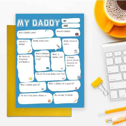 UUEFKTN Cute Daddy Birthday Card Gift from Son Daughter Kids Toddler Wife, Dad Birthday Gift Ideas, Funny Diy Fathers Day Card from Son Daughter Kids Wife, Best Daddy Toddler Children DIY Cards