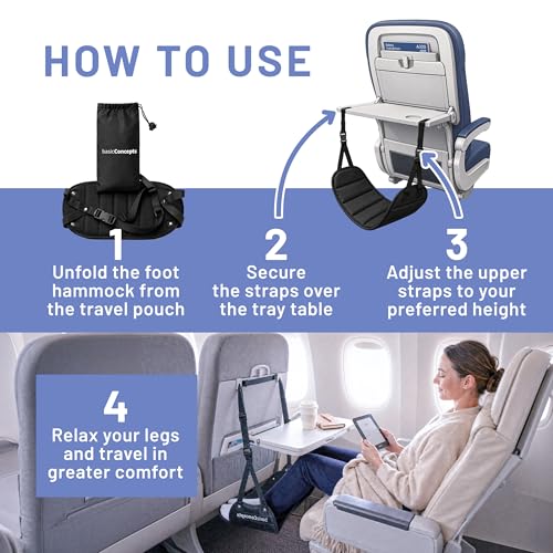 BASIC CONCEPTS Pack of 1 Airplane Foot Hammock Travel Foot Rest for Plane & Train
