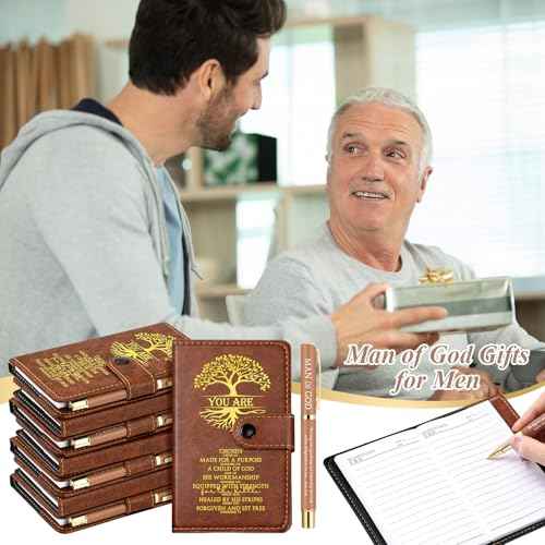 Thenshop 20 Set Christian Gifts Bulk Leather Prayer Journal Church Pastor Man of God Clergy Appreciation Gift Religious Notebook with Bible Verse Pen for Men Women Bible Study Groups (Brown)