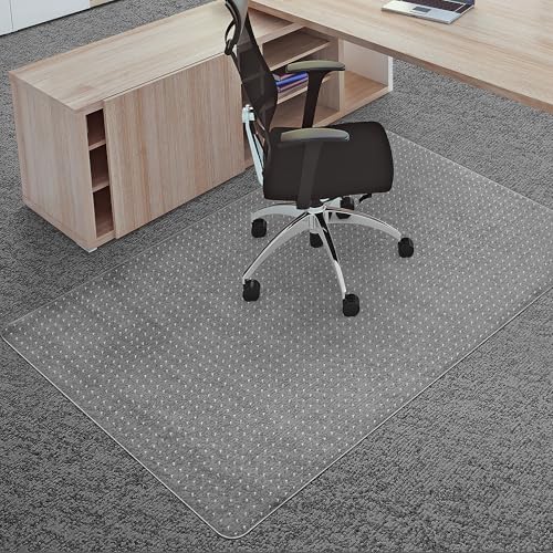 LeapYouth Extra Large Office Chair Mat for Carpets, 48'' X 60'' Clear Desk Floor Mat for Low, Flat and No Pile Carpeted Floors, Thick and Sturdy Carpet Protector for Desk Chair, 48''x60''