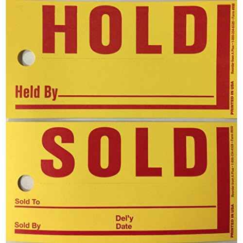 Jumbo Hold Sold Tag Jumbo Merchandise Tag 250 Per Box (Yellow)(U4R)