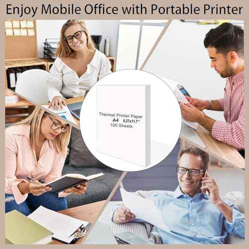 100 Sheets A4 Thermal Paper, 8.27x11.69' Thermal Paper(210 x 297 mm) for Portable Thermal Printer, Compatible with MT800/MT800Q/M08F/PJ762/PJ763MFi, for School or Work, Printing Files, Picture, etc