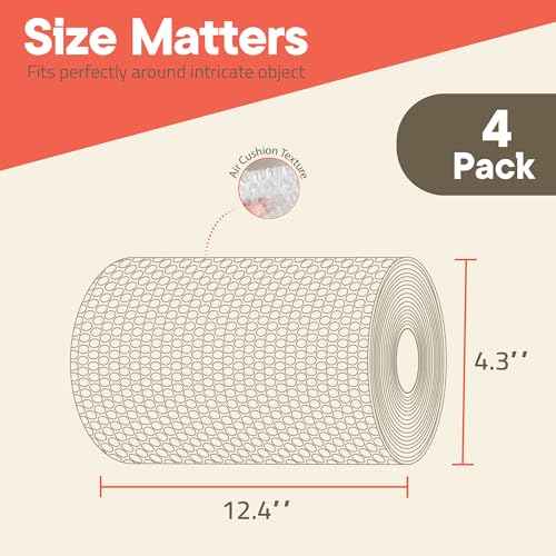 Bubble Wrap for Packing & Moving 4 Pack, 72 FT x 12¡± Bubble Cushioning Wrap with 3/16¡± Small Bubbles & 10 Fragile Stickers, Tear-Perforated Every 12¡±, Lightweight Protective Packaging for Moving