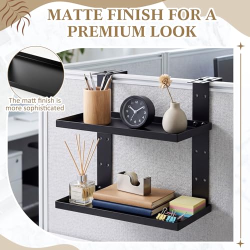 BrightRow 2-Tier Square Shelf with Adjustable Hooks - Large Cubicle Organizer