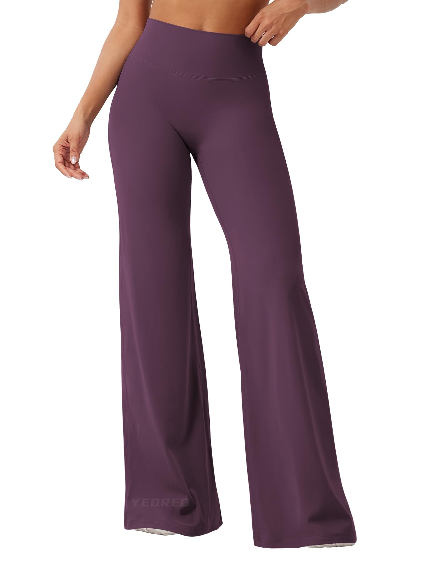 YEOREO Workout Leggings Womens No Front Seam Straight Leggings 35" High Waist Buttery Eddiy Gym Yoga Pants Black Berry Purple XL