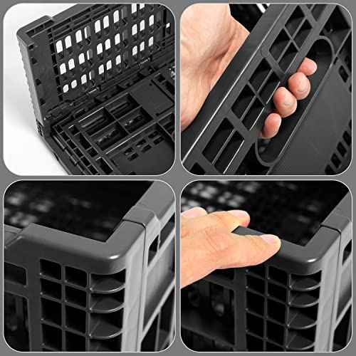 Collapsible Storage Bin Containe£¬52 Liter Transferheavy duty plastic storage box ,milk crates heavy duty Transit storage of various items black (1)