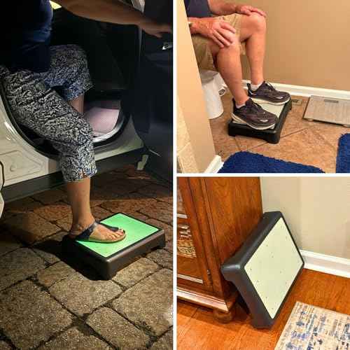 Sturdy 3.35in Mobility Step Stool for Seniors & Adults ? Non-Slip, Luminous Glow in The Dark Top for Safety ? Portable Indoor/Outdoor Riser for Car, Bed, Shower, Stairs & More (Black)