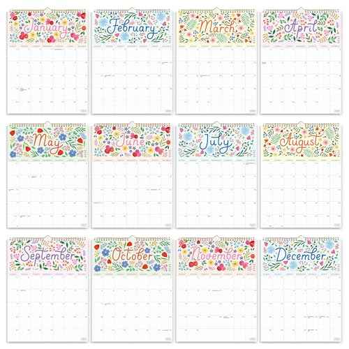 S&O Five Color Floral Wall Calendar from July 2025-Dec 2026 - Tear-Off Monthly Calendar - 18 Month Academic Wall Planner - Hanging Organizer to Track Anniversaries & Appointments - 13.5"x10.5¡±in
