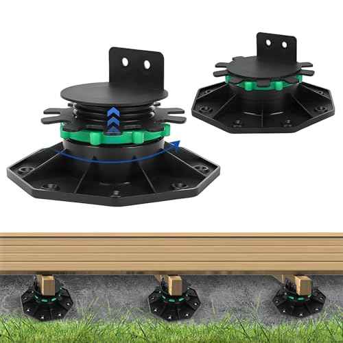 12Pack Upgraded Adjustable Deck Support Pedestal£¬Deck Foundation Base Support £¬Adjustment Raising from 1-9/16" to 2-3/8"£¬with Fastener Ring for Maximum Stability£¬Flooring Joist Supports£¬Black