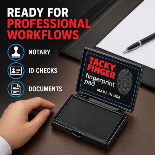 Inkless Fingerprint Pad Black 2 Pack - No Mess, Quick Dry for Notary & Legal Use