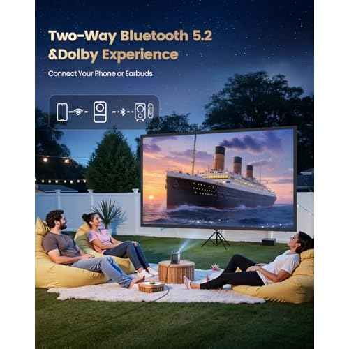[Netflix-Licensed & Portable]Smart Mini Projector with WiFi and Bluetooth, 4K Supported,Dolby Audio,Auto Keystone & Electric Focus Outdoor Movie Projectors,WiMiUS Native 1080P HD Proyector