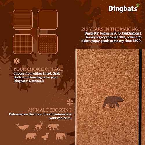 Dingbats* - Wildlife Dotted Extra Large A4 Notebook - PU Leather Hardcover Journal for Work, Writing - Pocket, Elastic Closure, Pen Holder, Bookmark