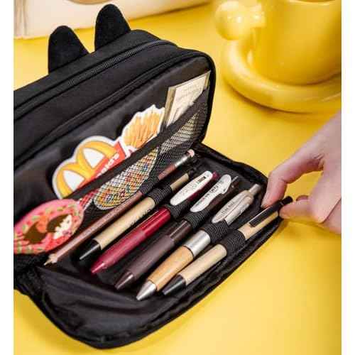 Hongdian Large Capacity Pencil Case, 3D Cat Pen Bags Pencil Pouch Organizer for Office College School