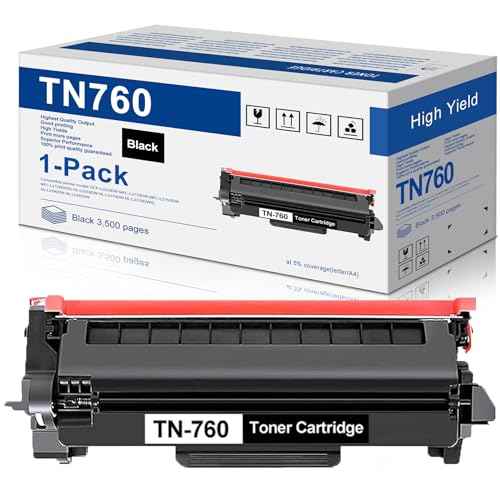 TN760 High Yield Toner Cartridge 1 Pack Replacement for Brother TN-760 TN730 Toner Cartridge Black to Use with HL-L2350DW HL-L2395DW HL-L2370DW MFC-L2750DW MFC-L2710DW DCP-L2550DW Printers