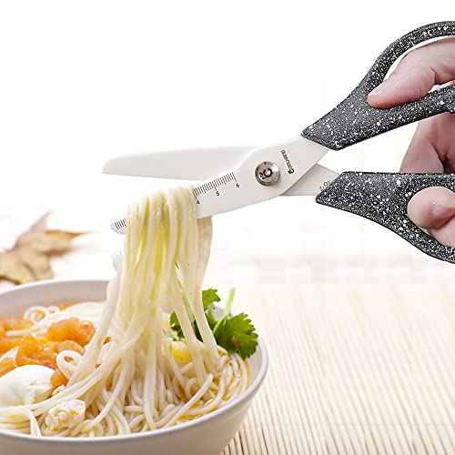 7.8'' Multi Purpose Ceramic Blade Scissors w/Ruler Marking, Blunt Tip Scissors Utility Shears for Kitchen, Craft, BBQ, Pet Care, Sewing, 5 PCS