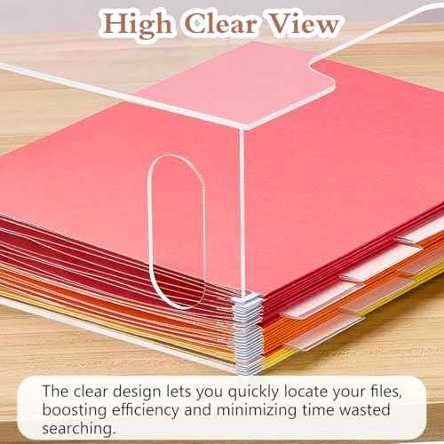 Acrylic File Folder Organizer, Clear Hanging File Organizer Portable File Holder with Handles, Desktop Letter Size File Box for Desk Home Office School -1 Pack