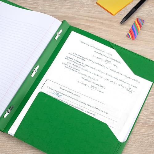 Five Star 2-Pocket Plastic Folder with Stay-Put Tabs & Prongs 4 Pack - Black, Fire Red, Forest Green, Pacific Blue