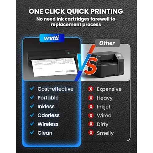 vretti P83 Portable Printers Wireless for Travel, A4 Portable Thermal Printer, Mobile Inkless Printer Compatible with Phone & Laptop, Supports 8.5 x 11 US Letter for Car School Office Home Use, Black