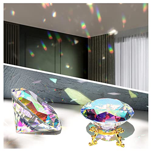 SWTHONY AB Coated 100mm (3.9 inch) Crystal Diamond Paperweight Rainbow Maker Home Decor