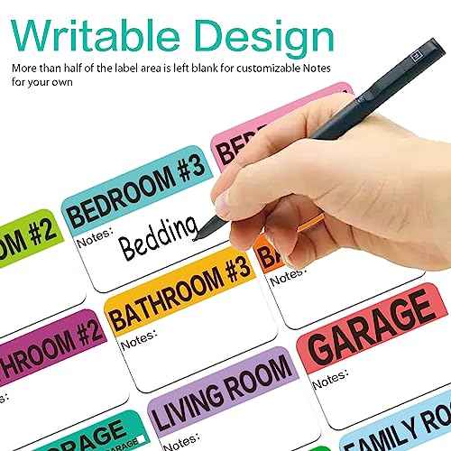 600 Count 3 x 2 Large Home Moving Packing Box Labels for 3-4 Bedroom House with Writable Notes Areas, 17 Color Coded Moving Labels for Boxes + Fragile Moving Stickers + Heavy and Blank Labels