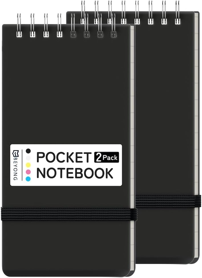 Small Pocket Notebook - Mini Spiral Notepad for Easy Note-Taking | Black, 3x5 Size