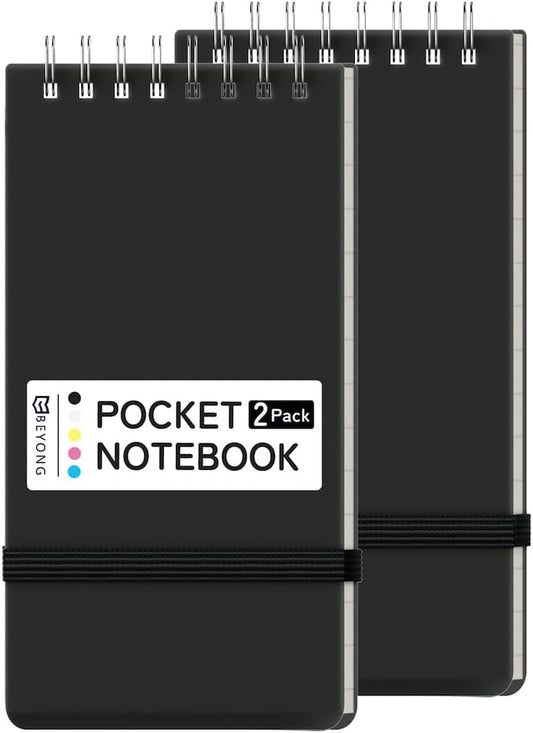 Small Pocket Notebook - Mini Spiral Notepad for Easy Note-Taking | Black, 3x5 Size