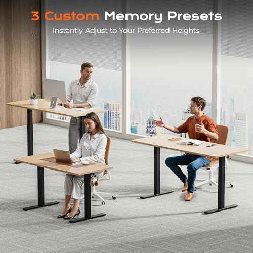 Huuger Dual Motor Electric Standing Desk Frame, Sit Stand up Desk Leg for 47.2¡± to 86.6¡± Desktop, Computer Desk Leg with Cable Tray, 3 Memory Height Presets, 2 Hooks, Black Frame Only