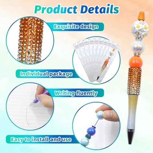 75 Pcs DIY Diamond Beadable Pen Kit - 25 Plastic Rhinestone Beaded Pens Bulk with Refills & Bags - Fancy Cute Glitter Pens for Crafting, Students & Teachers ? School Supplies, Office Item