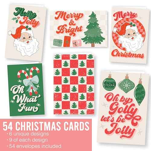 Hadley Designs Blank Christmas Cards With Envelopes - 54 Winter Holiday Cards With Envelopes, Business Happy Holidays Card Bulk, Santa Seasons Greeting Card for Family & Friends, Designed in USA