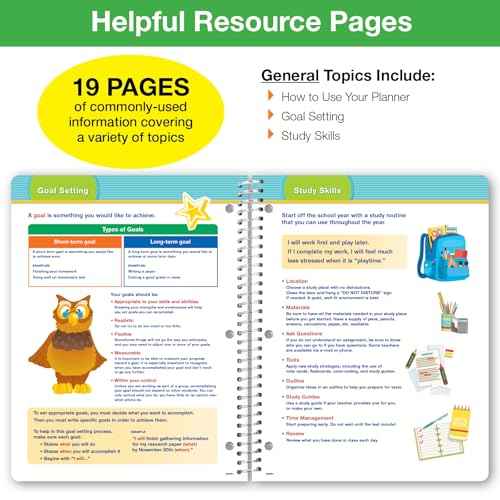 Global Datebooks 2025-2026 Elementary Student Planner 8.5x11 - Dated Weekly & Monthly Academic Planner (Large) with Ruler/Bookmark & Stickers, Ideal for Homework, Matrix Style, Corkboard