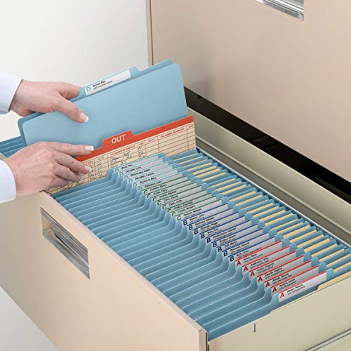 Smead Classification File Folder, 2 Dividers, 2" Expansion, 2/5-Cut Tab, Letter Size, Blue, 10 per Box (14001)