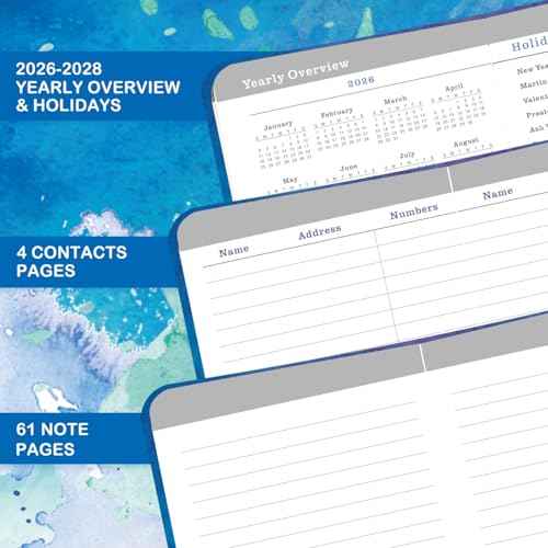 2026-2028 Pocket Calendar - 3 Year Monthly Planner from January 2026 to December 2028, Pocket Planner 2026-2028, 6.4'' x 3.8''