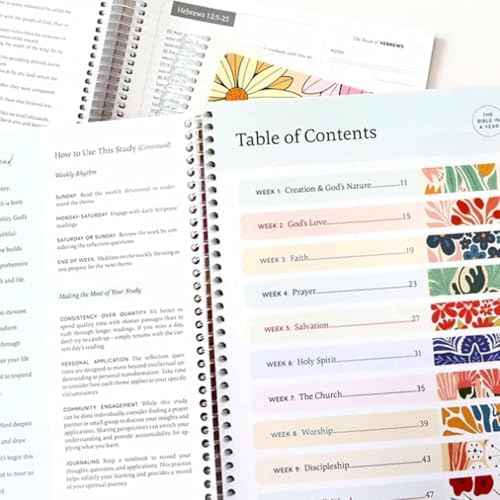 The Bible In A Year: A 52-Week Study, Spiral Bible Study Guide, 52-Week Bible Study Plan | with Note Taking Space, A Yearlong Bible Study for Women (A4)