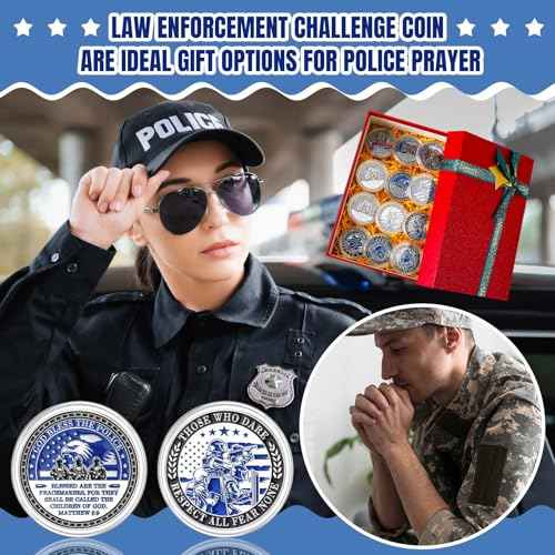 32 Pcs Police Challenge Coins Thank You for Your Service Police Gifts Patriotic Collectibles Commemorative Coins for Men Women Veterans Day Independence Favors(Novel)