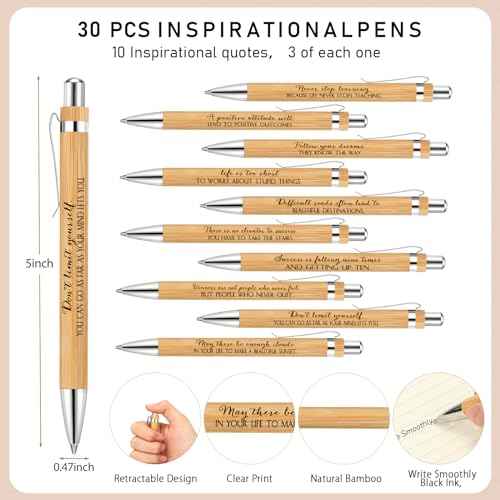 Yeaqee 30 Set Inspirational Spiral Notebook Thanksgiving Employee Appreciation Gifts Bulk with Motivational Bamboo Ballpoint Pens Sticky Notepad Christmas Gifts for Vet Tech Nurse Teacher Students