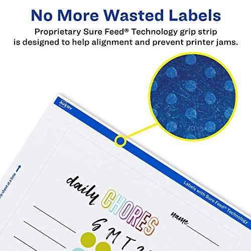 Avery Matte White Rectangle Labels, Sure Feed Technology, 4" x 6", 100 White Labels, Print-to-The-Edge, Permanent Adhesive, Laser/Inkjet Printable