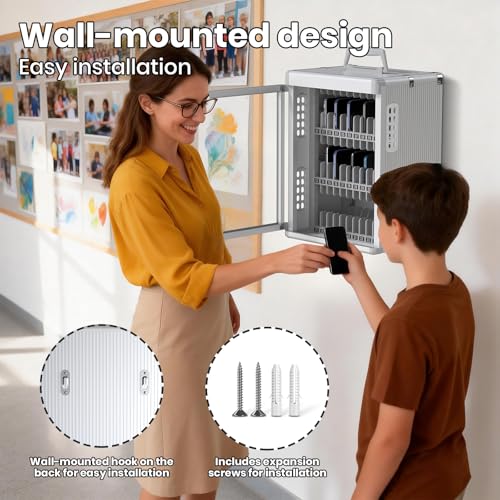 36 Slots Cell Phone Locker with Key for Classroom, Storage Box