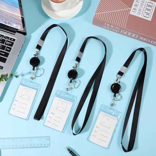 3 Pack Lanyards for ID Badges Holder Retractable Lanyards for Cruise Ship Cards Badge Reel Clip with ID Holders Clear Waterproof
