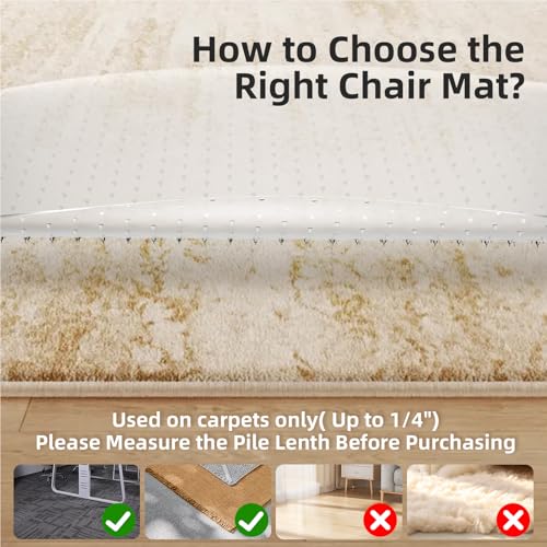 Office Chair Mat for Carpet: 36"x36" Computer Desk Floor Mat - PVC Plastic Rug Carpet Protector Mats for Gaming Chair Under Desk Pad for Rolling Chair