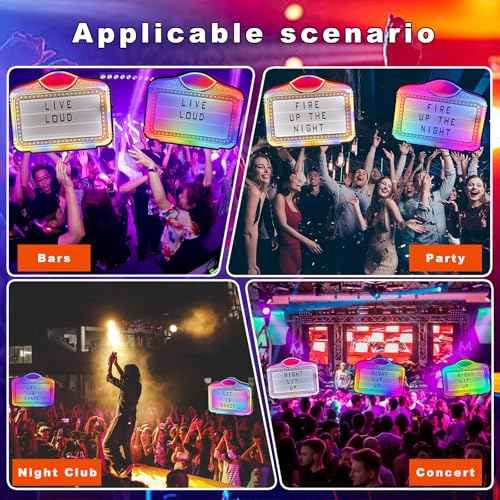 LED Letter Bottle Presenter, VIP Bottle Service Sign, Handheld Light Box with Color Change for Nightclub, Bar, Party, Birthday - Acrylic Frame with 4 Letter Sets & 2 Number Kit (Whiteboard Letters)