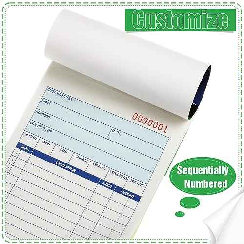 Lincia 18 Pads Sales Order Books 2 Part Carbonless (White/Canary Yellow) Receipt with Carbon Copies Cover Receipt Form Invoice 50 Sets Per Book (4.18 x 7.2 Inch/ 10.6 x 18.3 Cm)