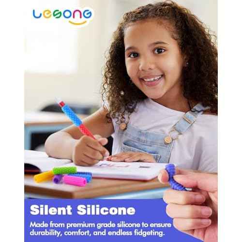 Sensory Fidget Toys Kids Adults: 24 Pack Textured Silicone Pencil Grips for Autism Kids Calming - ADHD Tools for Anxiety Relief Items - Quite Fidget Toy Gifts Christmas Stocking Stuffers for Kids
