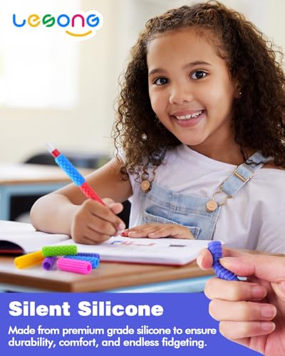 LESONG 24 Pack Colorful Textured Silicone Fidget Pencil Grips for Sensory & Stress Relief