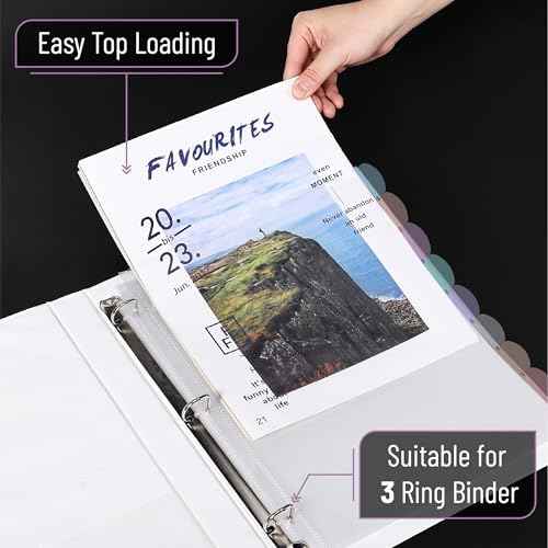 Mr. Pen- Clear Sheet Protectors with Tabs, 8 Tabs, 32 Sets, Clear Plastic Dividers for 3 Ring Binder, Insertable Index Page Divider Multicolor Tabs