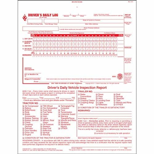 J. J. Keller Driver Daily Log Book 5-Pack (Carbonless, 31 Forms per Book, 8.5 x 11)