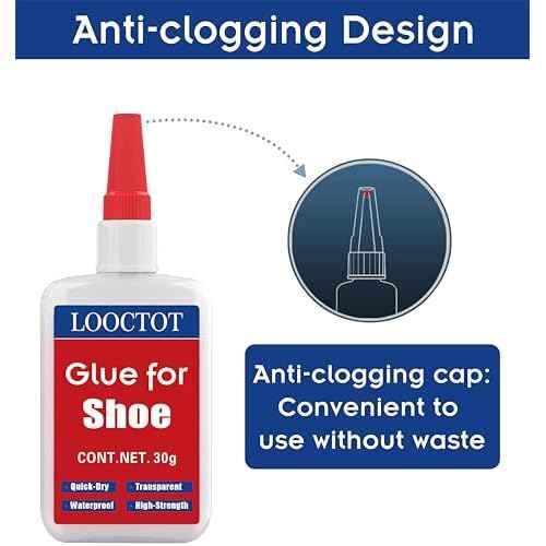 30g Shoe Glue,Boot Glue,Super Instant Glue for Shoe and Sole Repair,Shoe Heel Repair,Bonding Various Materials Such as Rubber,Leather;Waterproof Clear